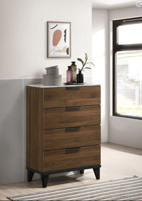 Mays 4-Drawer Chest Walnut Brown With Faux Marble Top