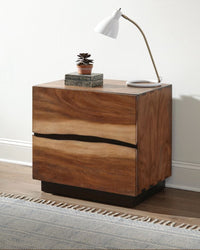 Winslow 2-Drawer Nightstand Smokey Walnut And Coffee Bean