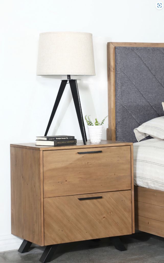 Taylor 2-Drawer Rectangular Nightstand With Dual Usb Ports Light Honey Brown