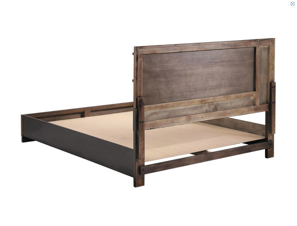 Azalia  Queen Size Bed Set Black and Walnut