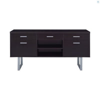 Lawtey 5-Drawer Credenza With Adjustable Shelf Cappuccino