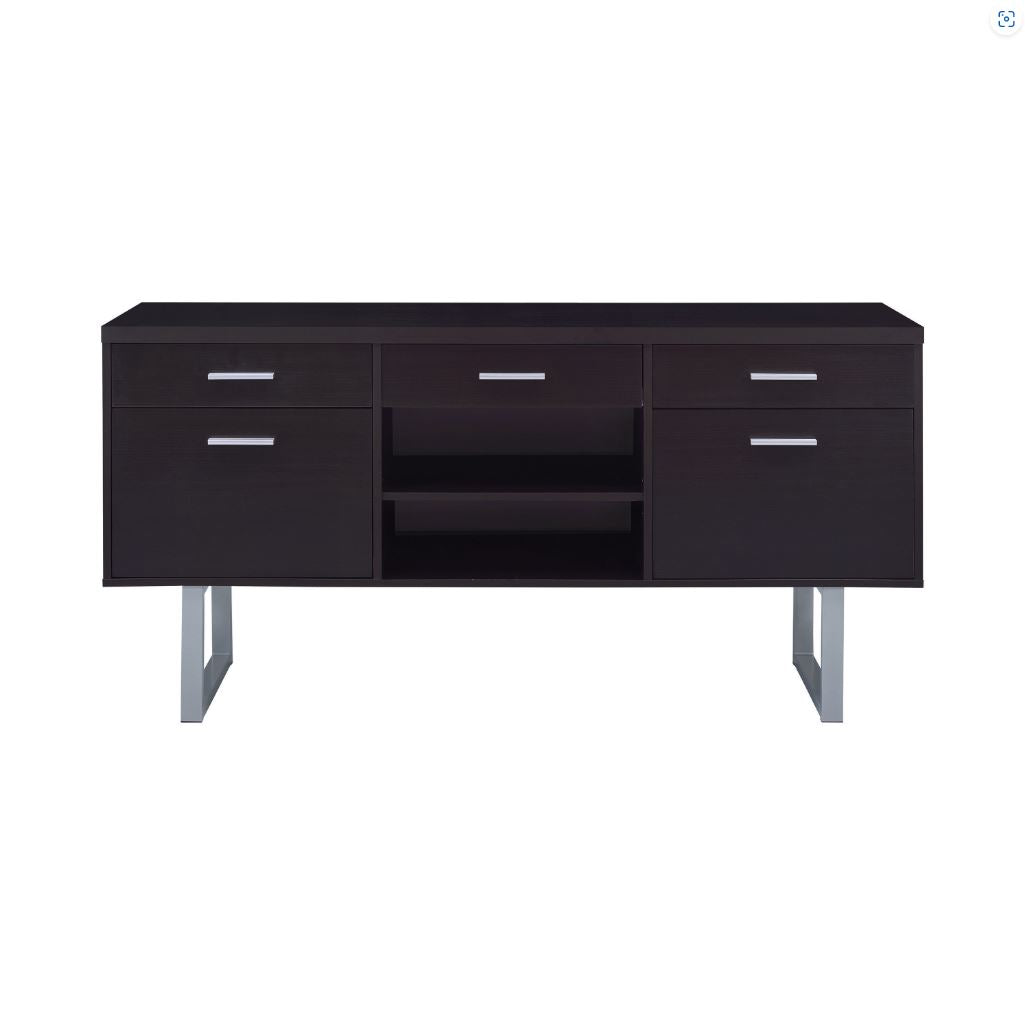 Lawtey 5-Drawer Credenza With Adjustable Shelf Cappuccino