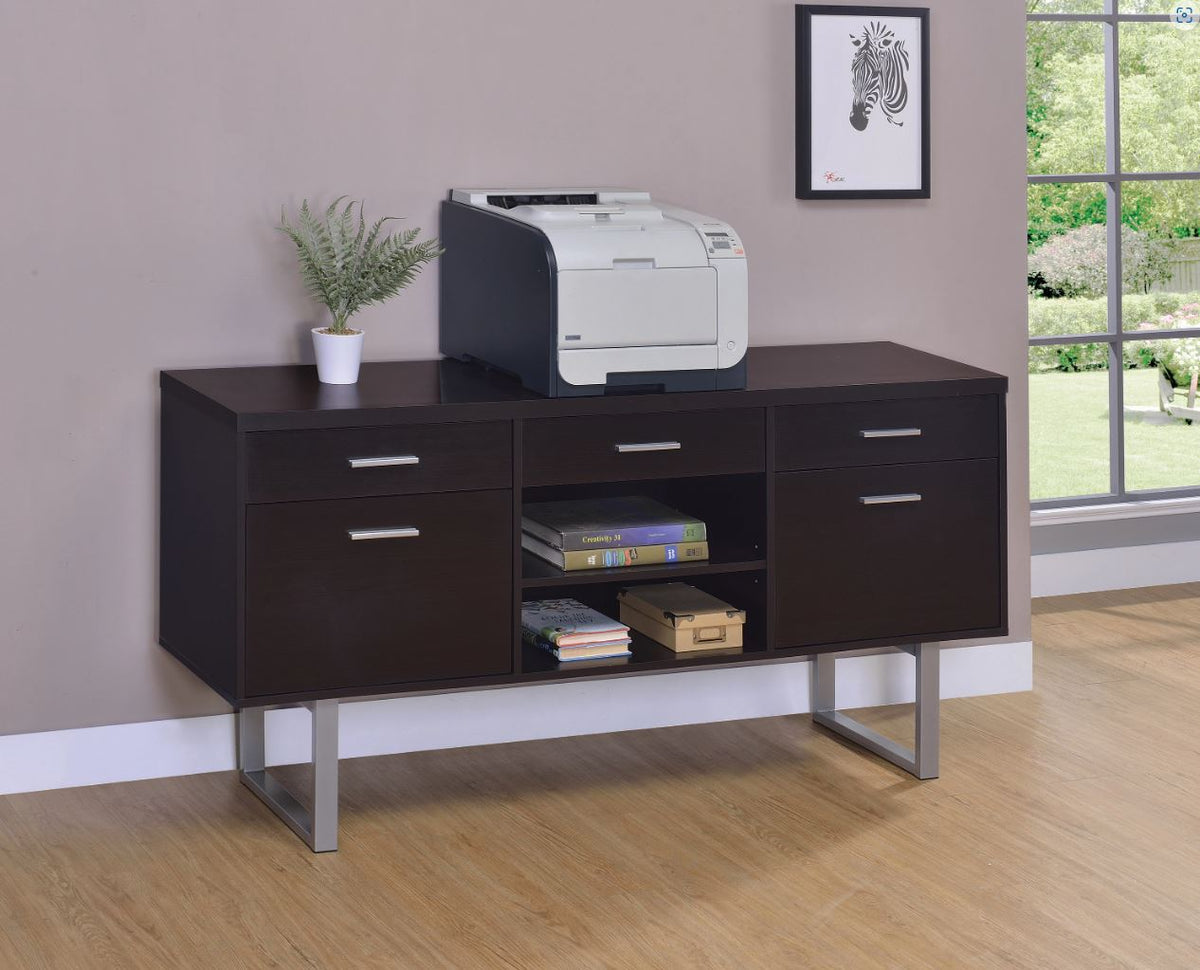 Lawtey 5-Drawer Credenza With Adjustable Shelf Cappuccino