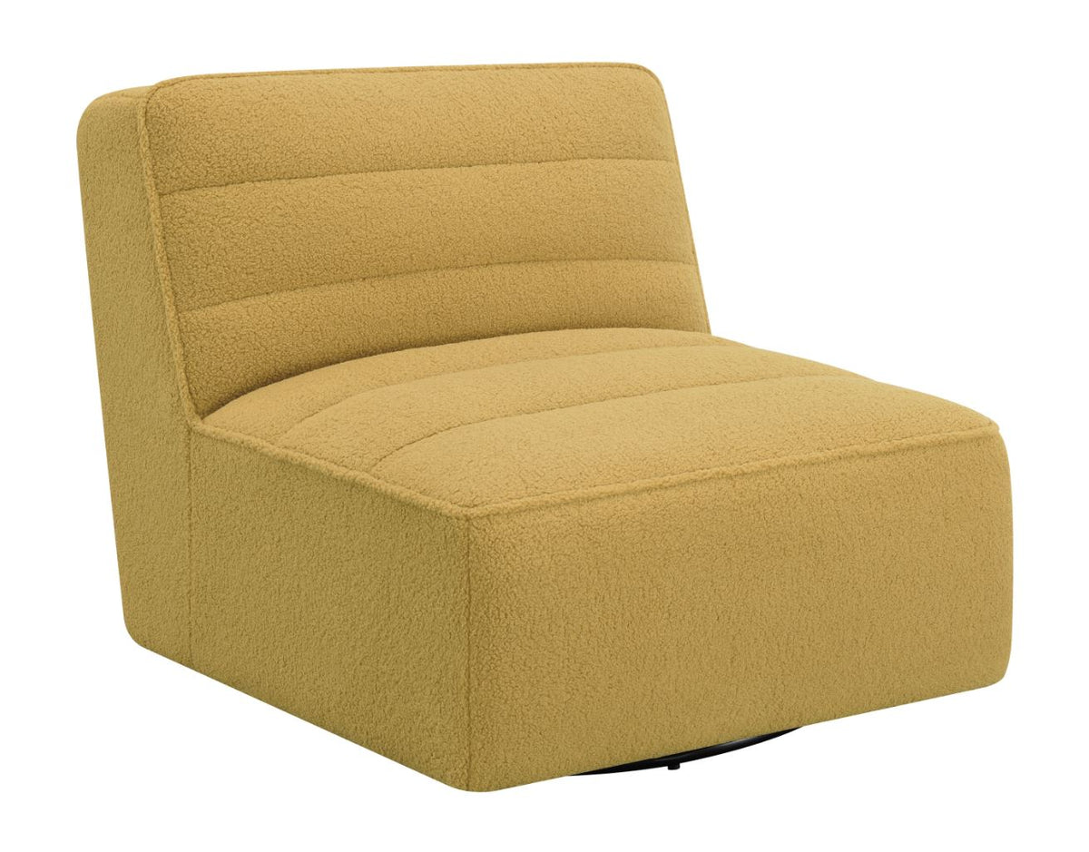 Cobie Upholstered Swivel Armless Chair Mustard