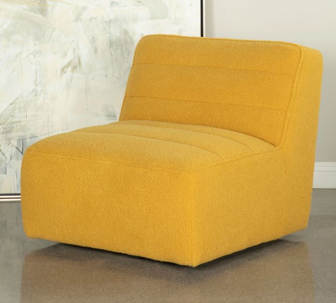 Cobie Upholstered Swivel Armless Chair Mustard