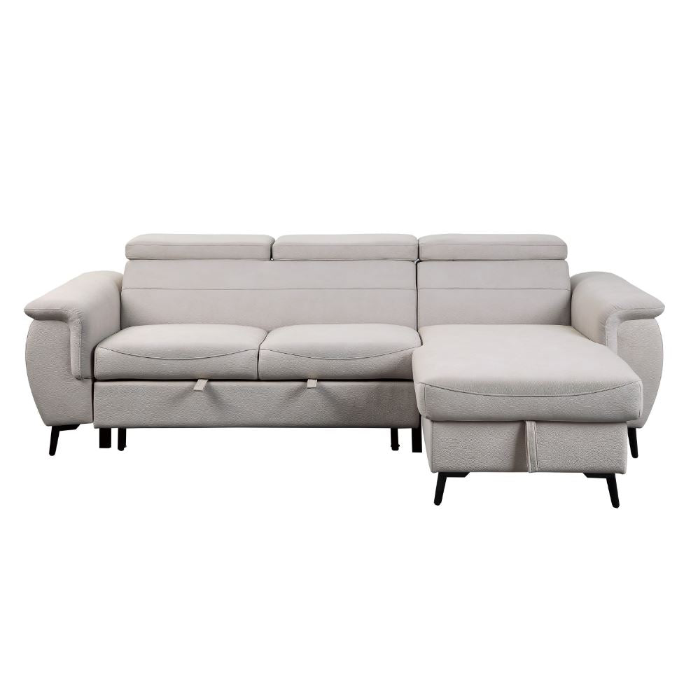 Cadence Collection 2-Piece Reversible Sectional with Pull-out, Beige