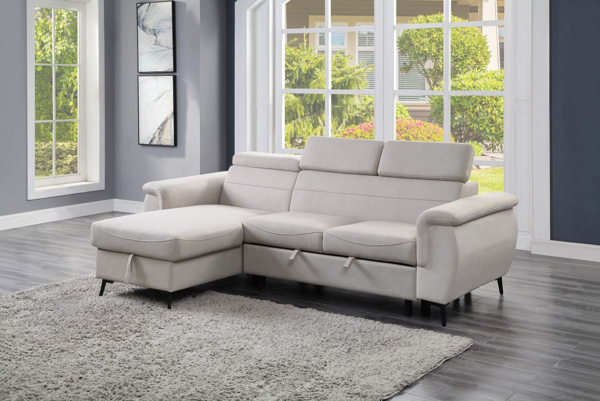 Cadence Collection 2-Piece Reversible Sectional with Pull-out, Beige