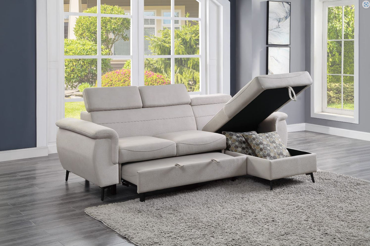 Cadence Collection 2-Piece Reversible Sectional with Pull-out, Beige