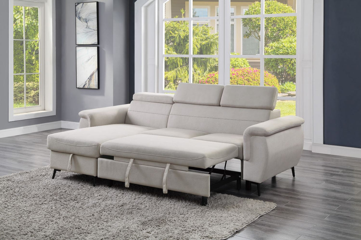 Cadence Collection 2-Piece Reversible Sectional with Pull-out, Beige