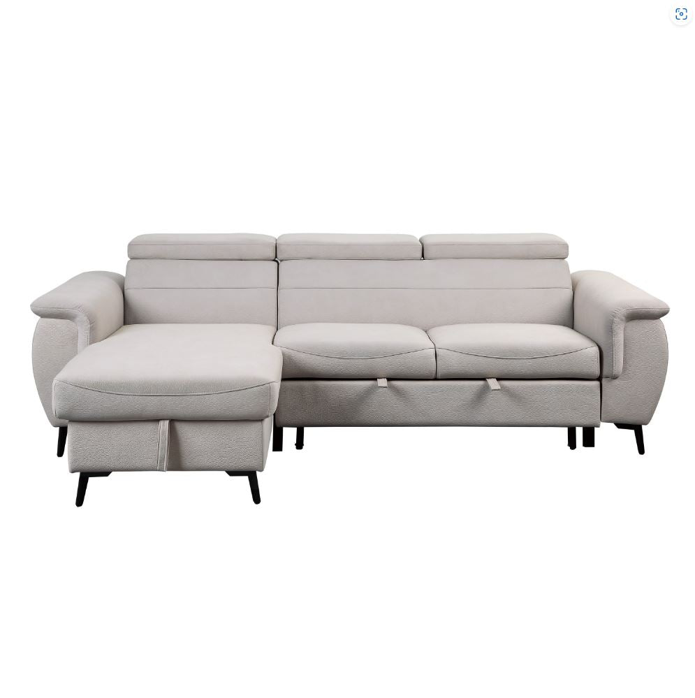 Cadence Collection 2-Piece Reversible Sectional with Pull-out, Beige