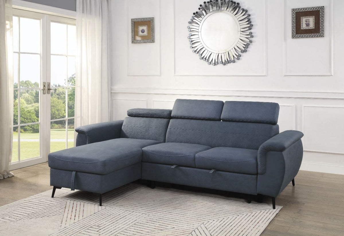 Cadence 2-Piece Reversible Sectional with Pull-out, Blue