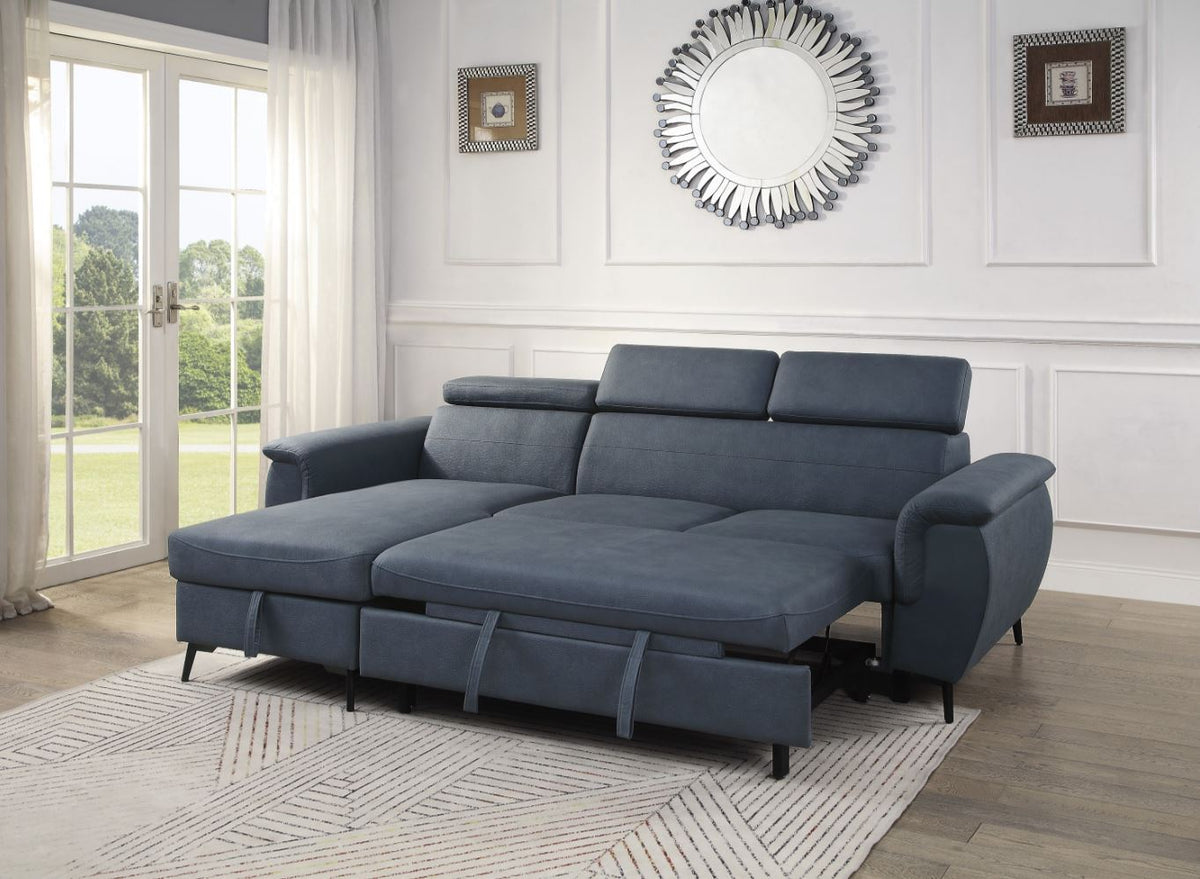 Cadence 2-Piece Reversible Sectional with Pull-out, Blue